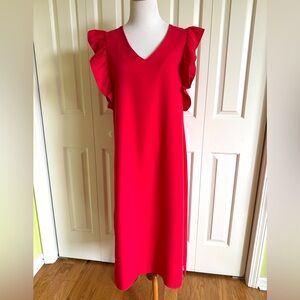 CHELSEA 28 Red Ruffle Midi Dress M